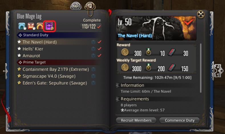 Blue Mage Log Weekly Challenges